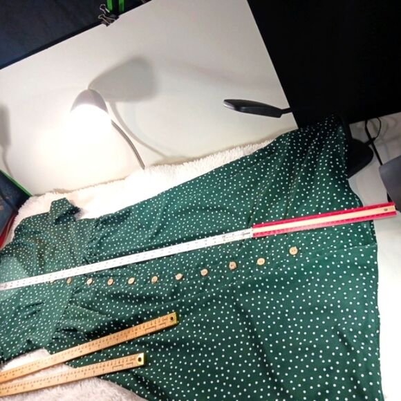 Anna-Kaci V Neck Polka Dot Print Button Down Casual Midi Max Womans Medium..... - Picture 6 of 10
